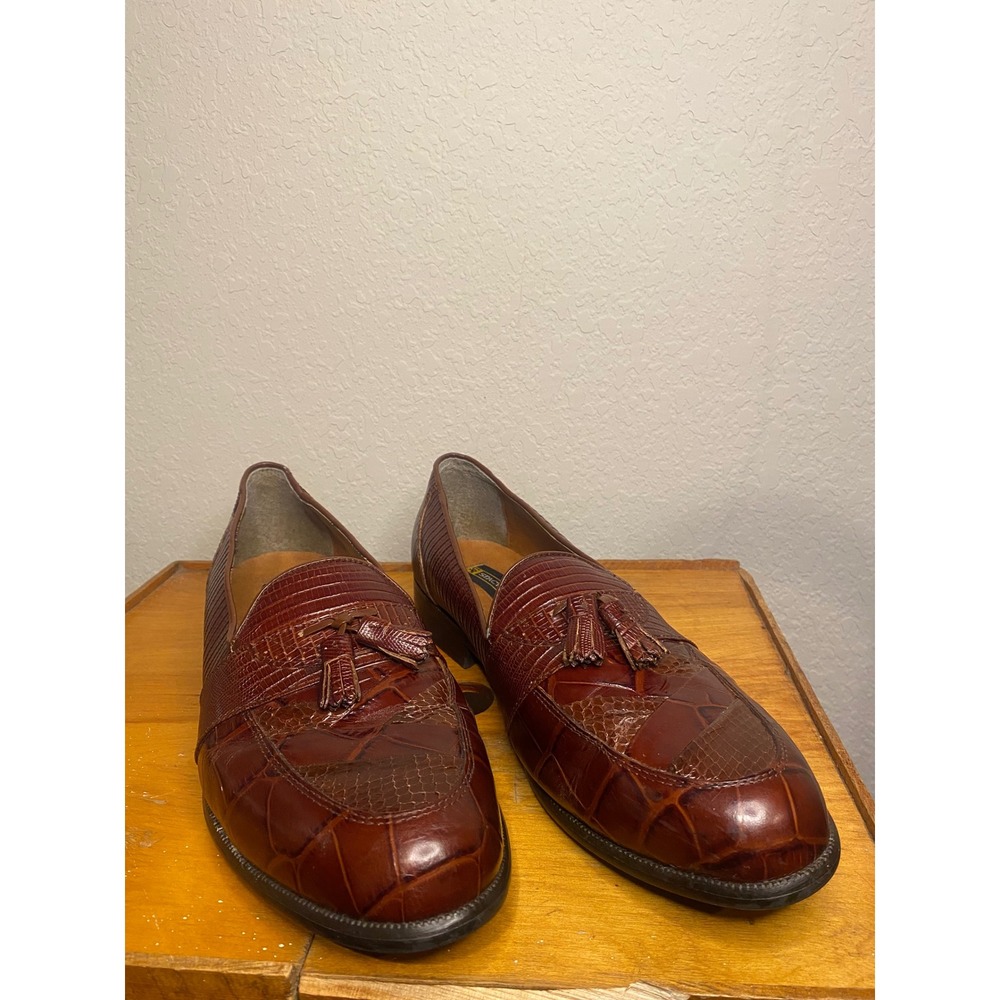 Stacy Adams Tassel Loafers Exotic Snake Skin Leather Dress Shoes 12M